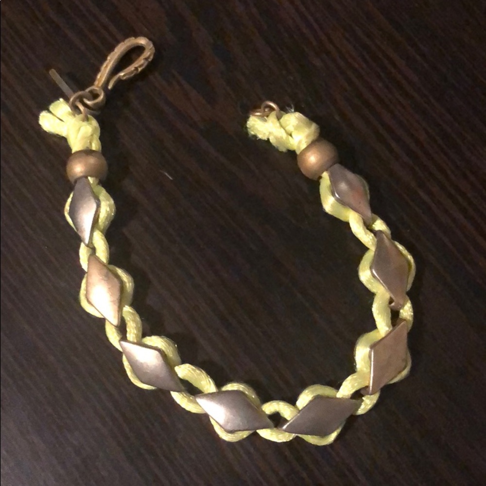 Neon yellow & silver bracelet